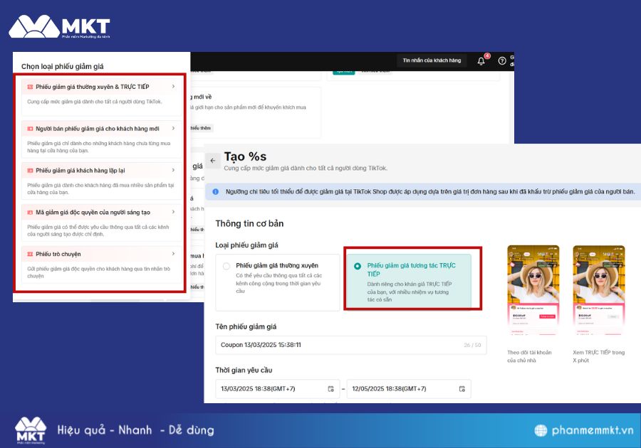 Tạo voucher ưu đãi khi live Cách livestream TikTok bán hàng hiệu quả: Tạo voucher ưu đãi khi live