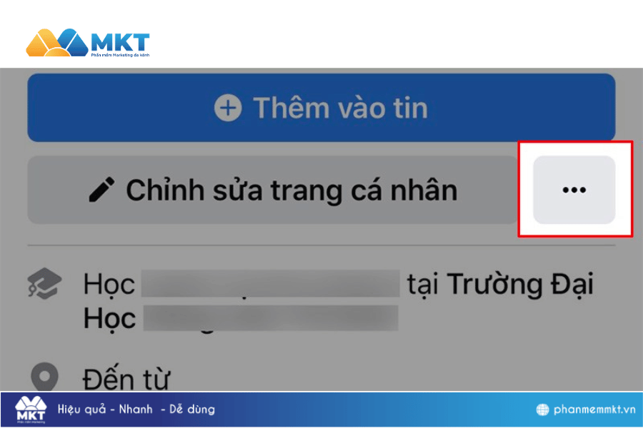 Nhấn vào biểu tượng 3 dấu chấm ở bên phải mục Chỉnh sửa trang cá nhân. Mở ứng dụng Facebook và truy cập vào Trang cá nhân
