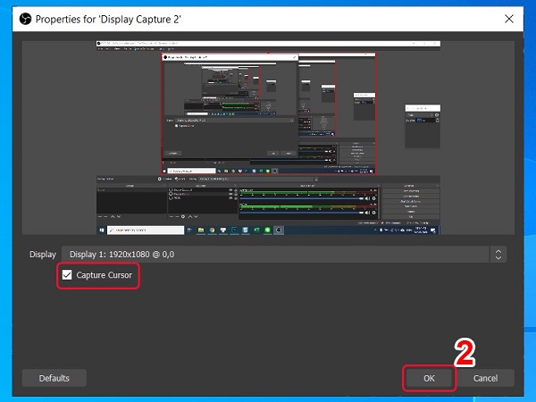 chọn Capture Cursor 