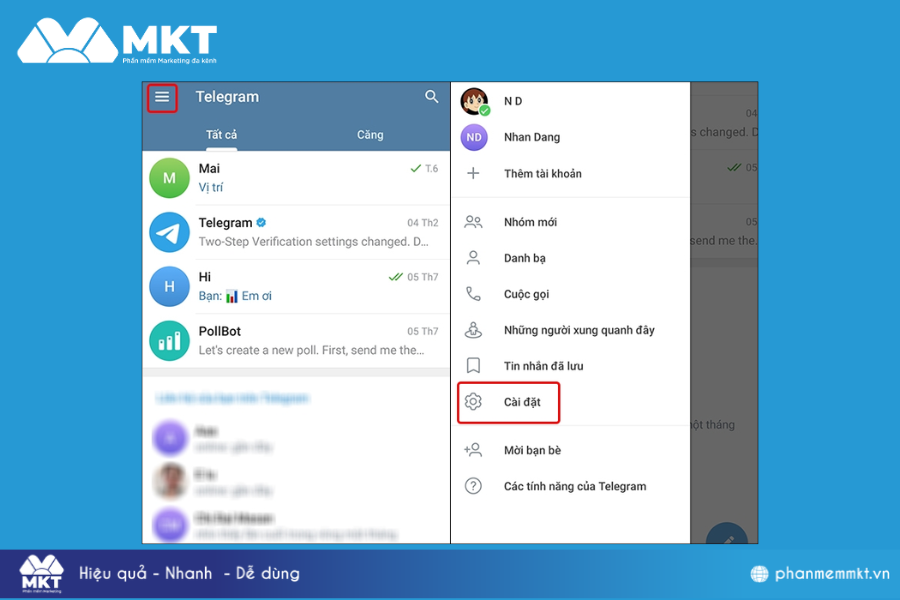 Truy cập vào ứng dụng Telegram trên điện thoại Cách đổi tên Telegram cực dễ thao tác, tiết kiệm thời gian