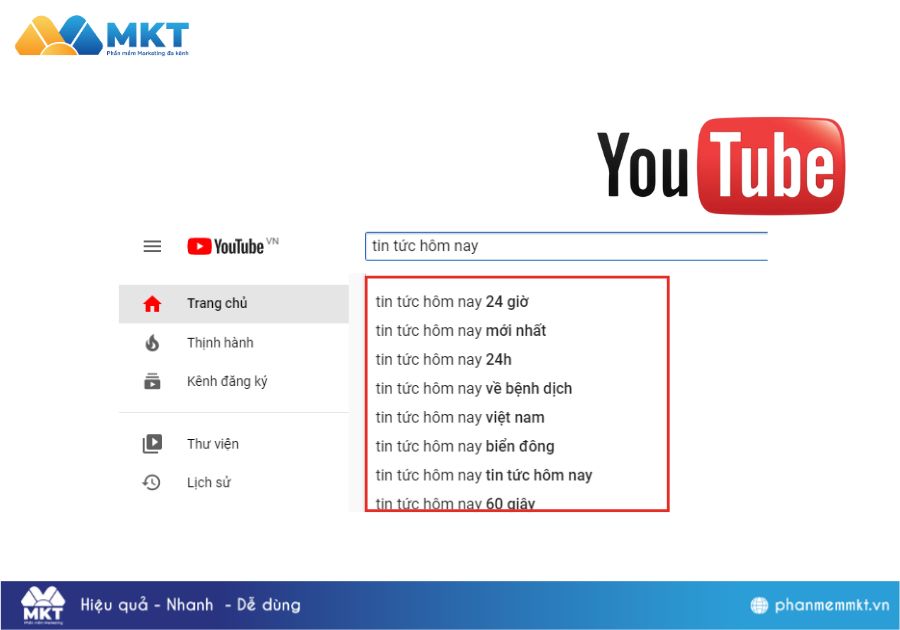 Đề xuất từ khóa của Youtube Cách tìm từ khóa Youtube: Đề xuất từ khóa của Youtube
