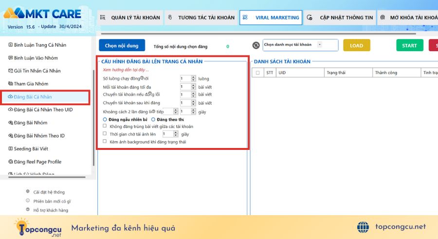 Đăng  bài tự động MKT Care