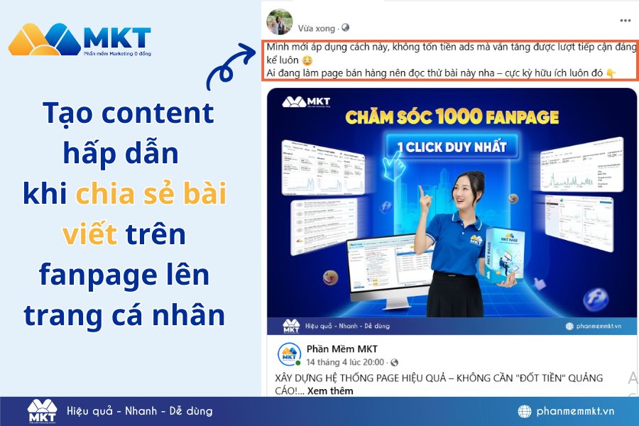 chia sẻ bài viết trên fanpage lên trang cá nhân