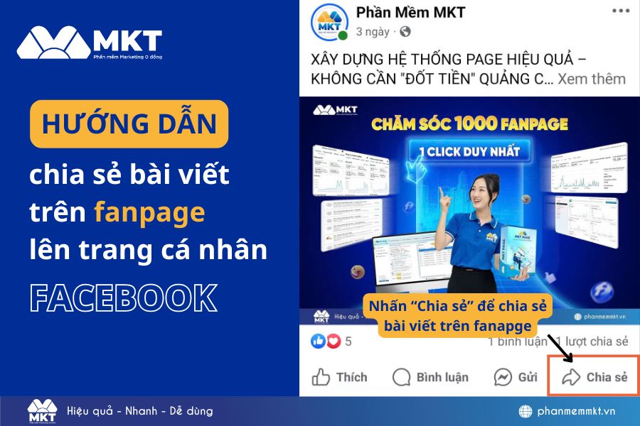 chia sẻ bài viết trên fanpage lên trang cá nhân