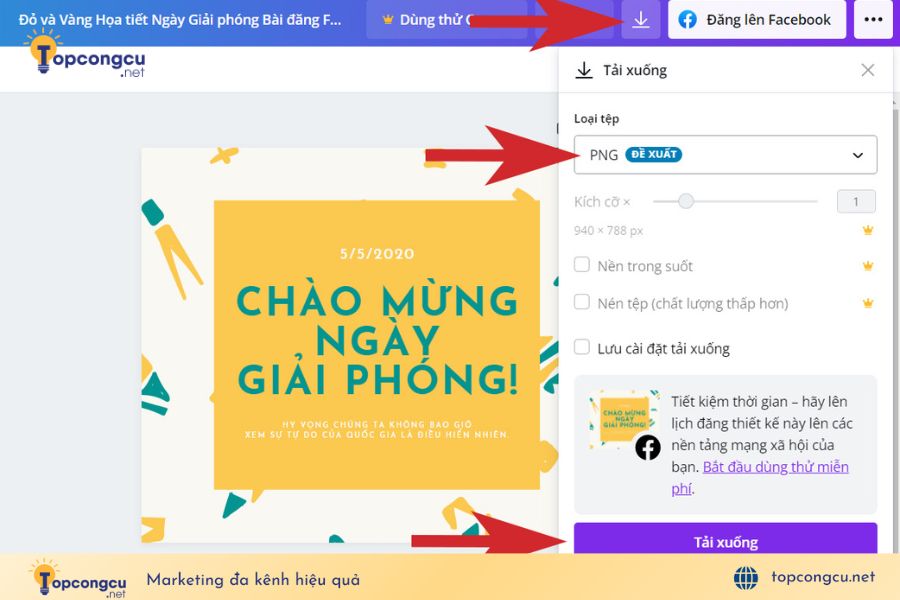 Chọn định dạng ảnh để tải xuống Chọn định dạng ảnh để tải xuống