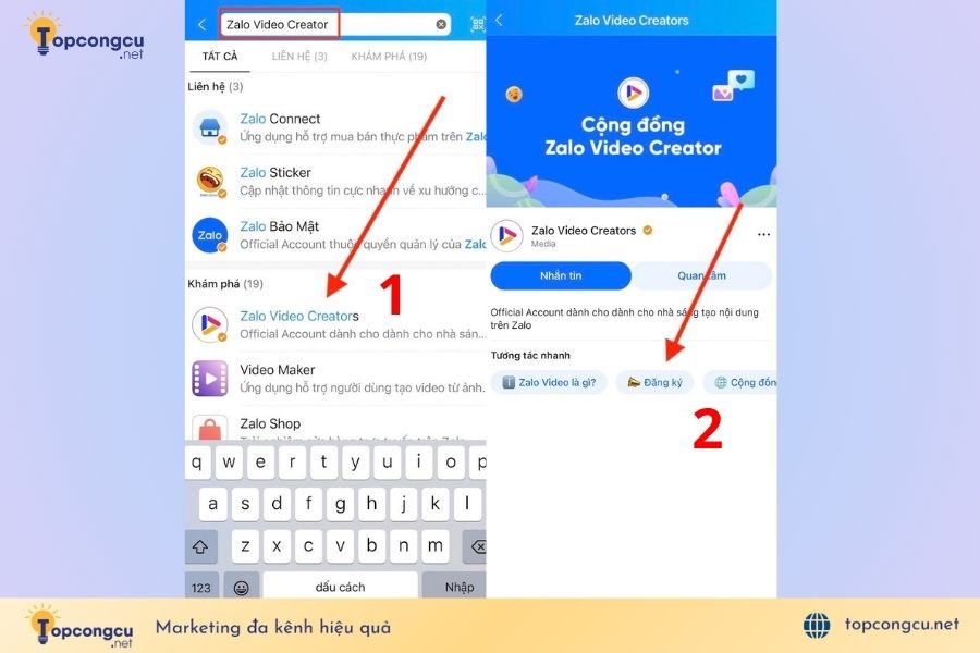 Chọn mục đăng ký để đăng ký kênh