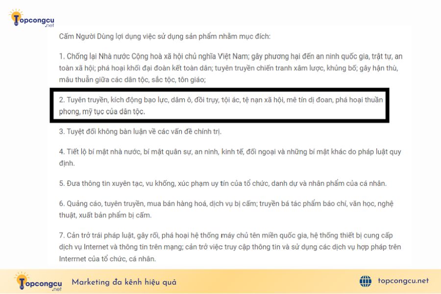 Quy định của Zalo