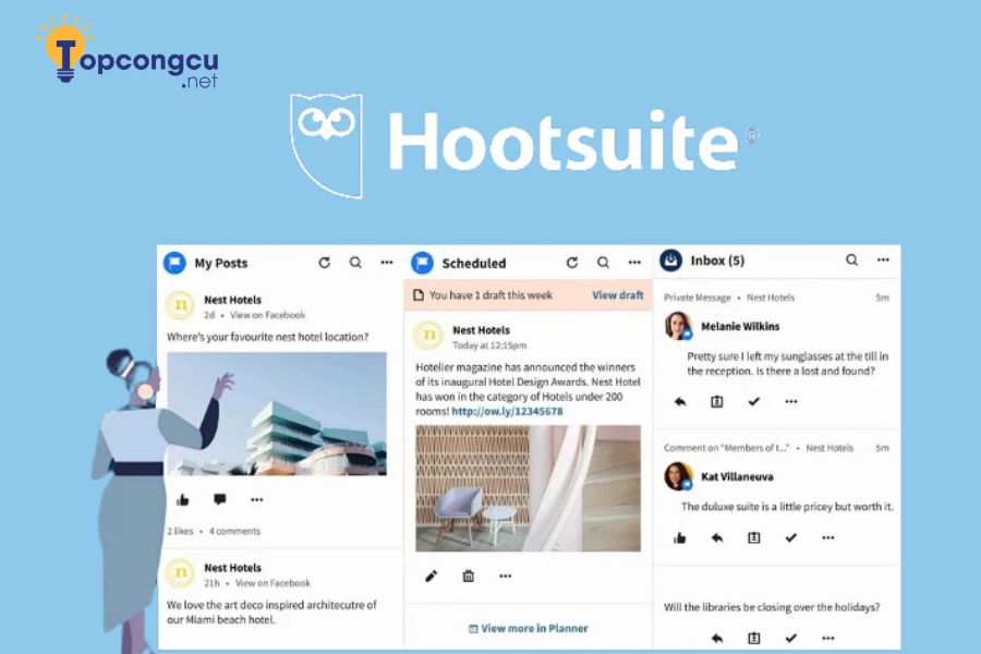 Phần mềm quản lý fanpage Facebook - Hootsuite