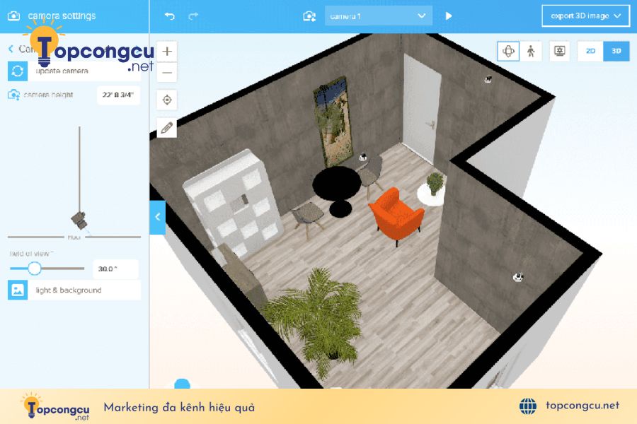 Phần mềm thiết kế nhà 3D miễn phí Floorplanner