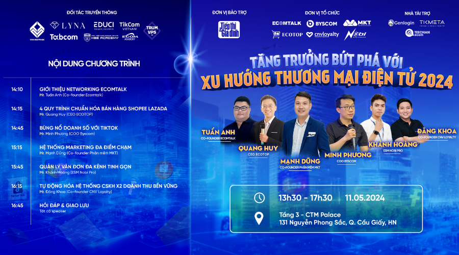 Timeline sự kiện “Tăng trưởng bứt phá với xu hướng thương mại điện tử 2024” Workshop “Tăng trưởng bứt phá với xu hướng thương mại điện tử 2024”