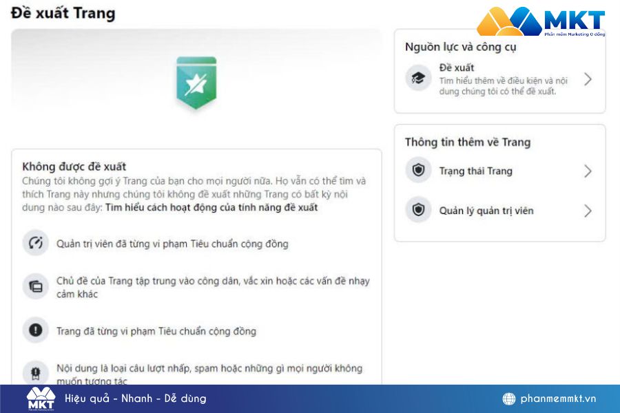 trang fanpage không được đề xuất trang fanpage không được đề xuất
