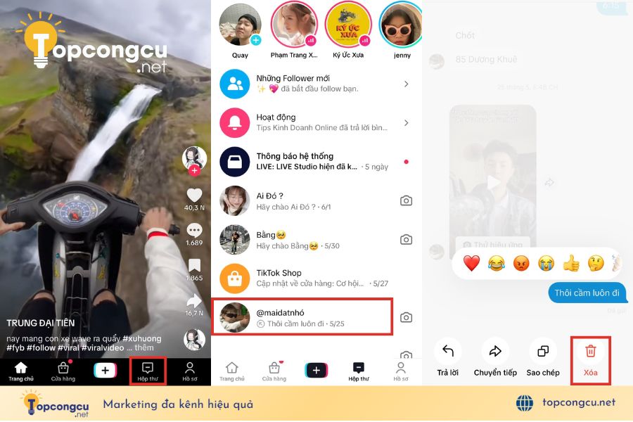 Cách xóa tin nhắn trên TikTok