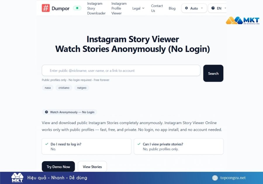 web xem story ẩn danh